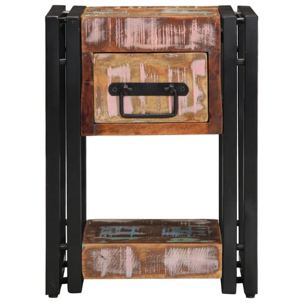 vidaXL Sengebord Flerfarvet Solidt genbrugstræ, Jern 40 x 40 x 40 cm