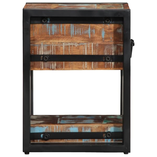 vidaXL Sengebord Flerfarvet Solidt genbrugstræ, Jern 40 x 40 x 40 cm