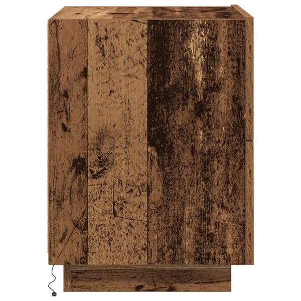 vidaXL Nattbord med LED-lamper 2 stk Gamle tre 45x40x55 cm