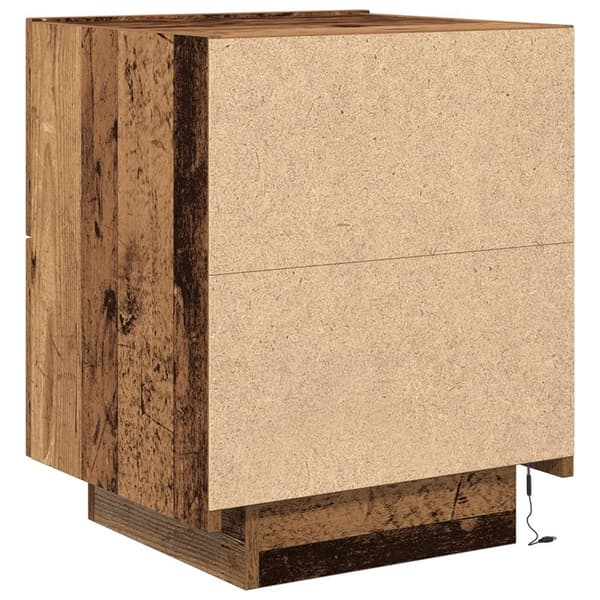 vidaXL Nattbord med LED-lamper 2 stk Gamle tre 45x40x55 cm