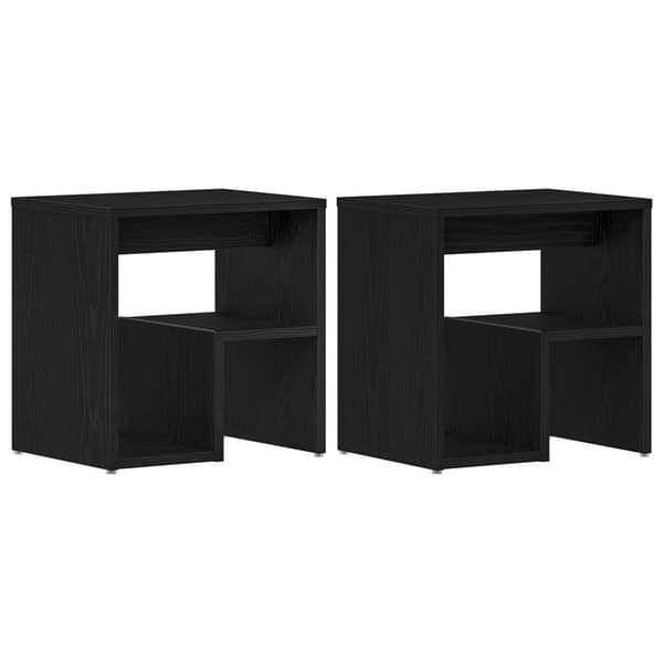 vidaXL Sängbord Set med 2 Svart ek Konstruerat trä 40x30x40 Sängbord