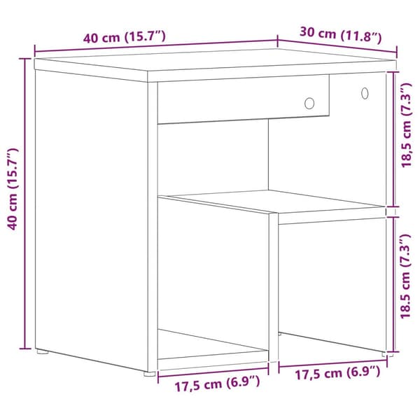 vidaXL Sängbord Set med 2 Svart ek Konstruerat trä 40x30x40 Sängbord