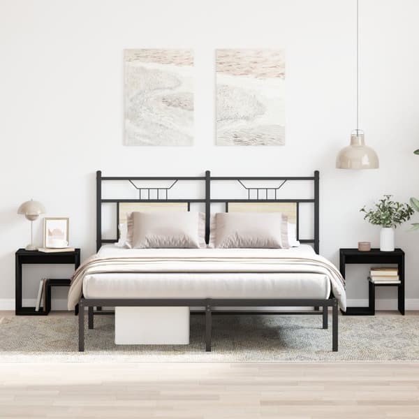 vidaXL Sängbord Set med 2 Svart ek Konstruerat trä 40x30x40 Sängbord