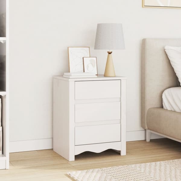 vidaXL Nattbord "DRAMMEN" Hvit 45x35x56 cm Massivt Tre Furu