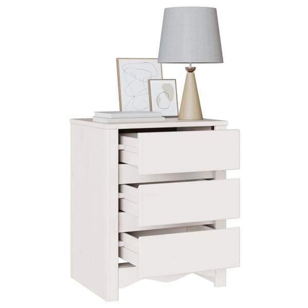 vidaXL Nattbord "DRAMMEN" Hvit 45x35x56 cm Massivt Tre Furu