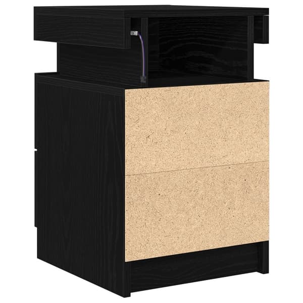 vidaXL Nattbord med LED-lys 2 stk Svart Eik 35x39x55 cm