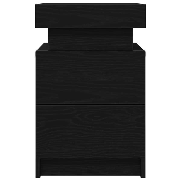 vidaXL Nattbord med LED-lys 2 stk Svart Eik 35x39x55 cm
