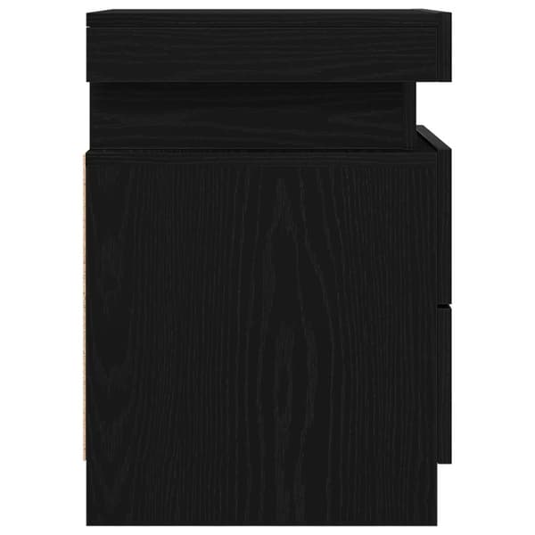 vidaXL Nattbord med LED-lys 2 stk Svart Eik 35x39x55 cm