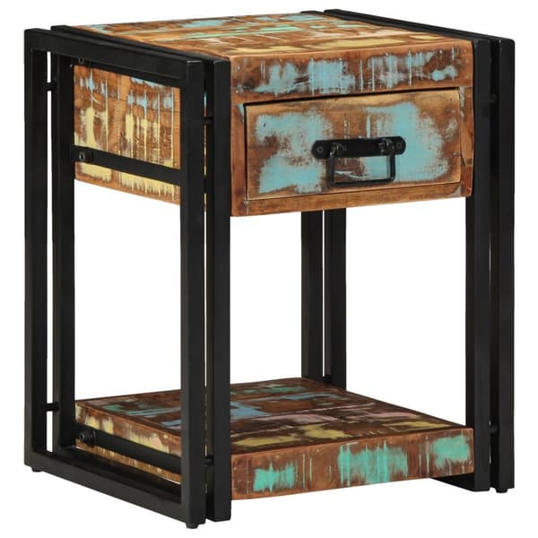 vidaXL Natbord Flerfarvet Solidt genbrugstræ, jern 40 x 40 x 50 cm