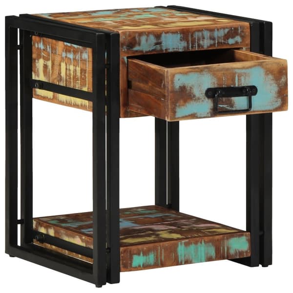 vidaXL Natbord Flerfarvet Solidt genbrugstræ, jern 40 x 40 x 50 cm