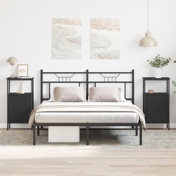 vidaXL Nattbord 2 stk svart eik 41x31x80 cm konstruert tre
