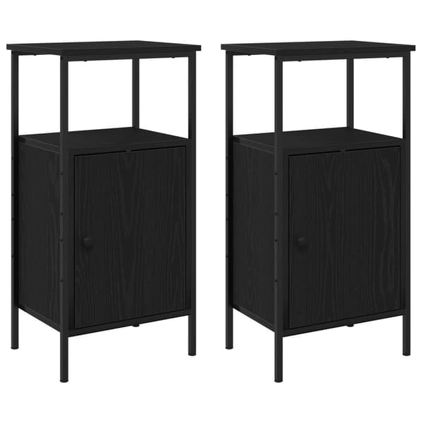 vidaXL Nattbord 2 stk svart eik 41x31x80 cm konstruert tre