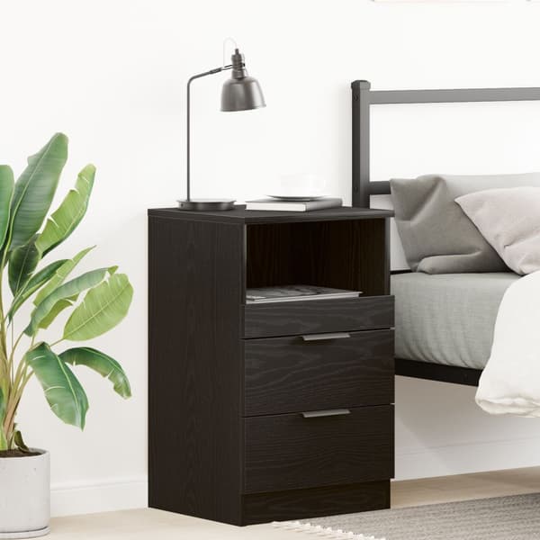 vidaXL Nattbord Svart Eik 40x35x65 cm Laget av Konstruert Tre