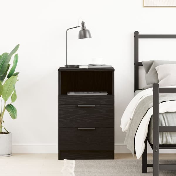 vidaXL Nattbord Svart Eik 40x35x65 cm Laget av Konstruert Tre