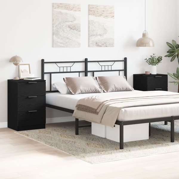 vidaXL Yöpöydät 2 kpl Musta Tammi 40x65x65 cm Teknistä puuta