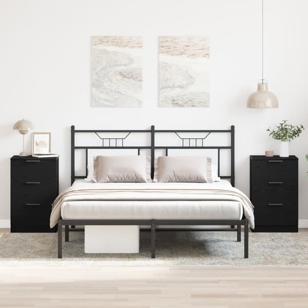 vidaXL Yöpöydät 2 kpl Musta Tammi 40x65x65 cm Teknistä puuta