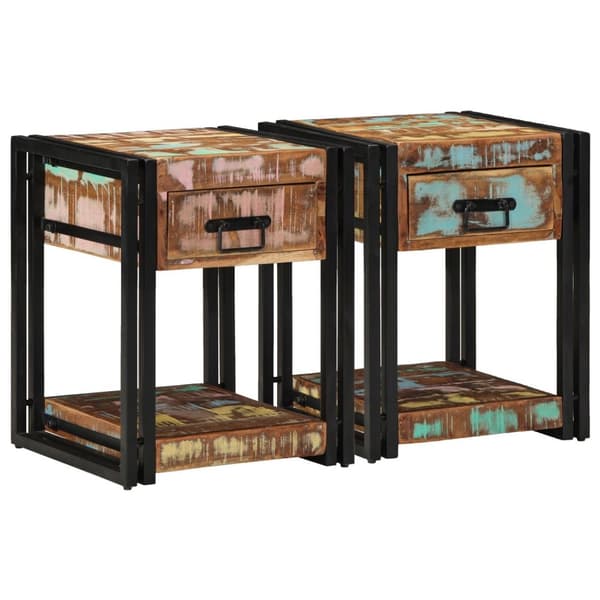 vidaXL Nattbord 2 stk 40x40x50 cm Massivt Gjenvunnet Tre