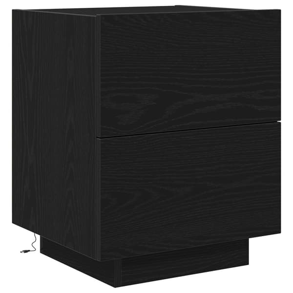 vidaXL Sengebord Sort egetræ Massivt egetræ Medium Natbord