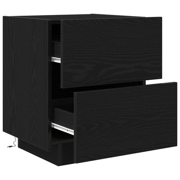 vidaXL Sengebord Sort egetræ Massivt egetræ Medium Natbord