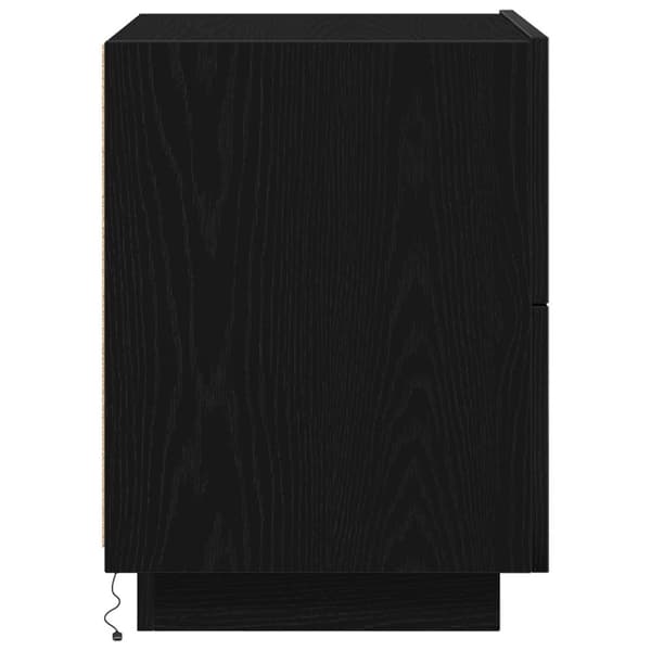 vidaXL Sengebord Sort egetræ Massivt egetræ Medium Natbord