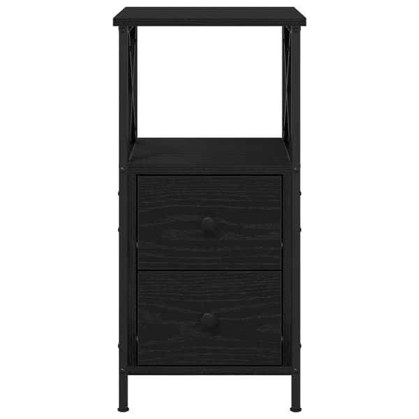 vidaXL Sengekabinet Sort egetræ MDF, Metal Mellem Sengebord