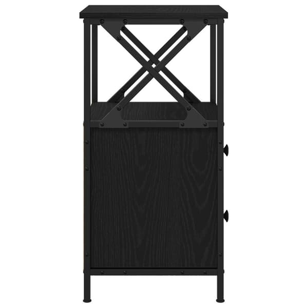 vidaXL Sengekabinet Sort egetræ MDF, Metal Mellem Sengebord