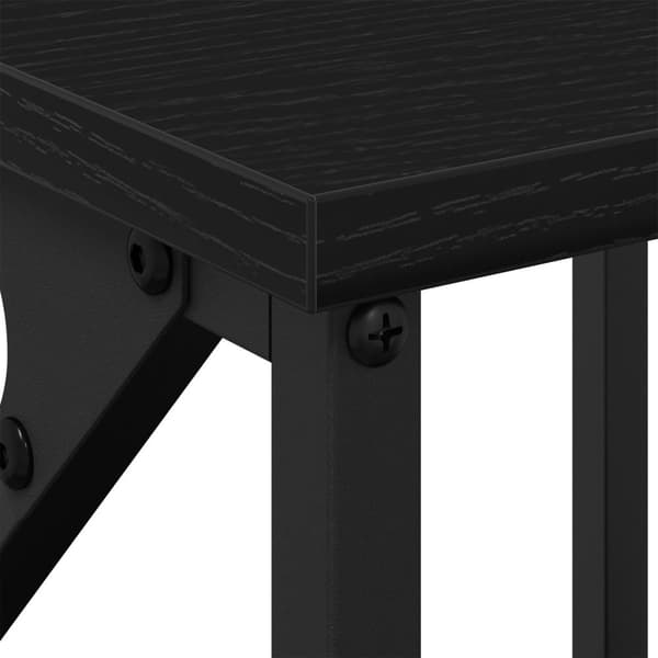 vidaXL Sengekabinet Sort egetræ MDF, Metal Mellem Sengebord