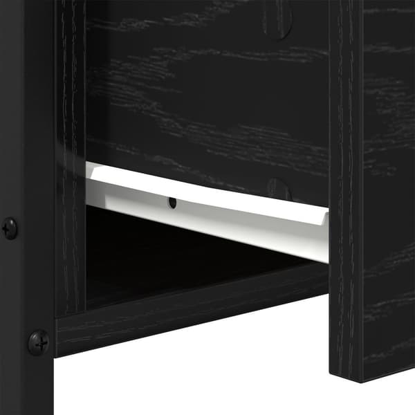 vidaXL Sengekabinet Sort egetræ MDF, Metal Mellem Sengebord