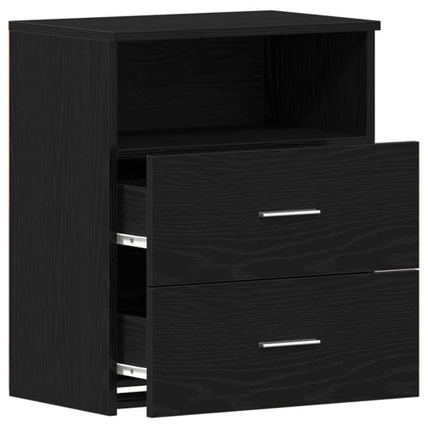 vidaXL Sengekabinet Sort egetræ Konstrueret træ 50x32x60 Opbevaring