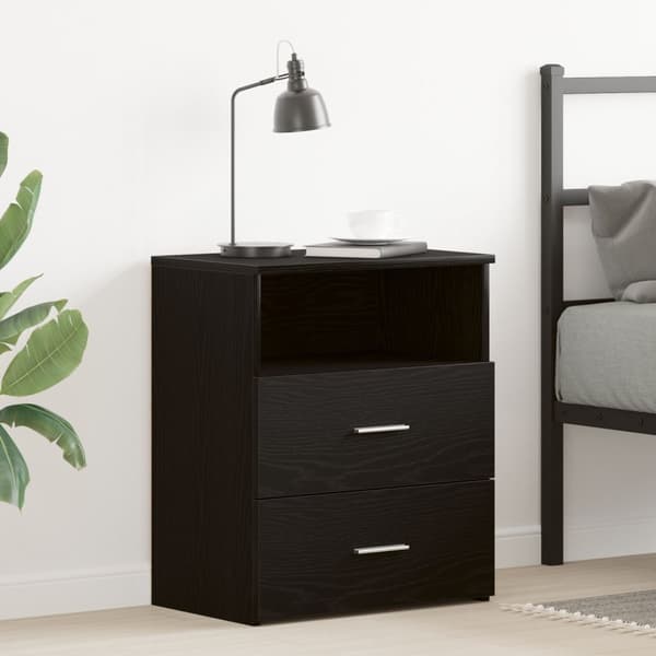 vidaXL Nattbord i Svart Eik 50x32x60 cm i Konstruert Tre