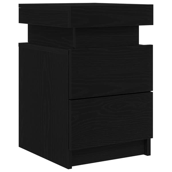 vidaXL Sengebord Sort egetræ Konstrueret træ 35 x 39 x 55 cm Sengebord