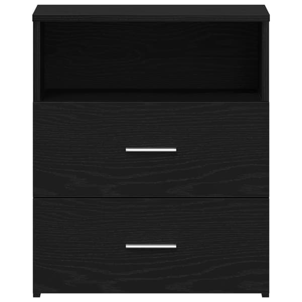 vidaXL Bed Cabinet Sæt af 2 Sort egetræ Konstrueret træ 50 x 32 x 60 cm