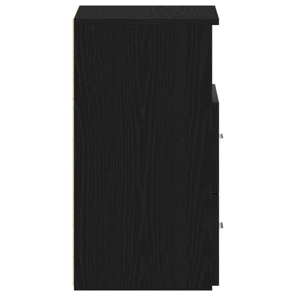 vidaXL Bed Cabinet Sæt af 2 Sort egetræ Konstrueret træ 50 x 32 x 60 cm
