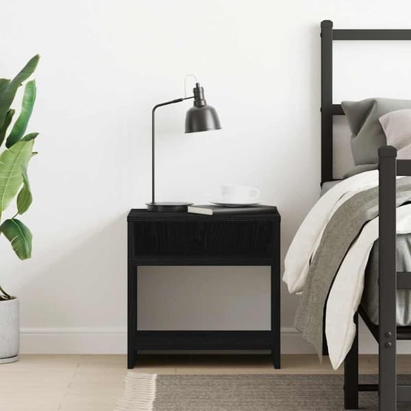 vidaXL Nattbord svart eik 40x30x40 cm konstruert tre