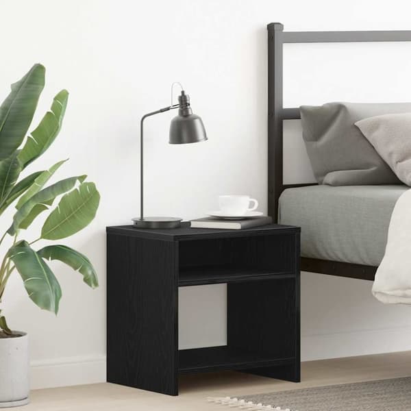 vidaXL Nattbord svart eik 40x30x40 cm konstruert tre