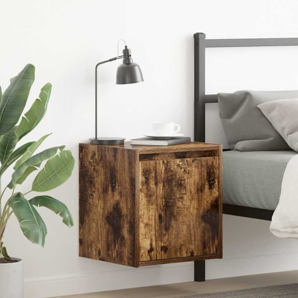 vidaXL Veggmonterte nattbord 2 stk røkt eik 38x34x40 cm