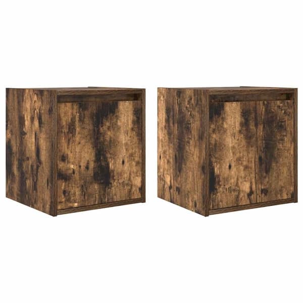 vidaXL Veggmonterte nattbord 2 stk røkt eik 38x34x40 cm