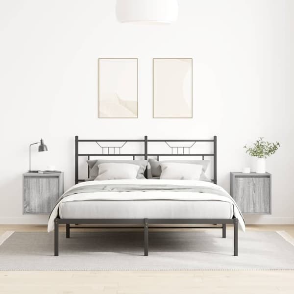 vidaXL Seinäkiinnitettävät yöpöydät 2 kpl harmaa Sonoma 38x34x40 cm