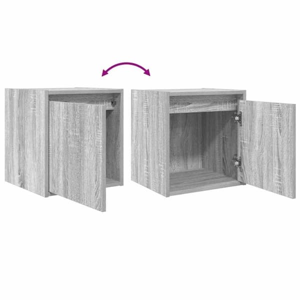 vidaXL Seinäkiinnitettävät yöpöydät 2 kpl harmaa Sonoma 38x34x40 cm