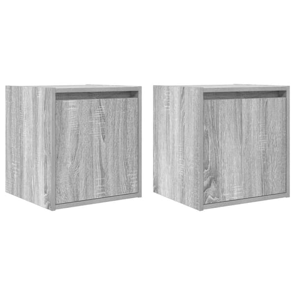 vidaXL Seinäkiinnitettävät yöpöydät 2 kpl harmaa Sonoma 38x34x40 cm