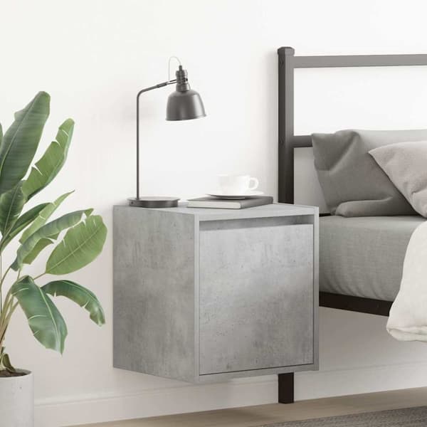 vidaXL Veggmonterte nattbord 2 stk betonggrå 38x34x40 cm