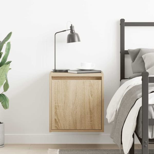 vidaXL væghængt sengebord 38x34x40 cm sonoma-eg