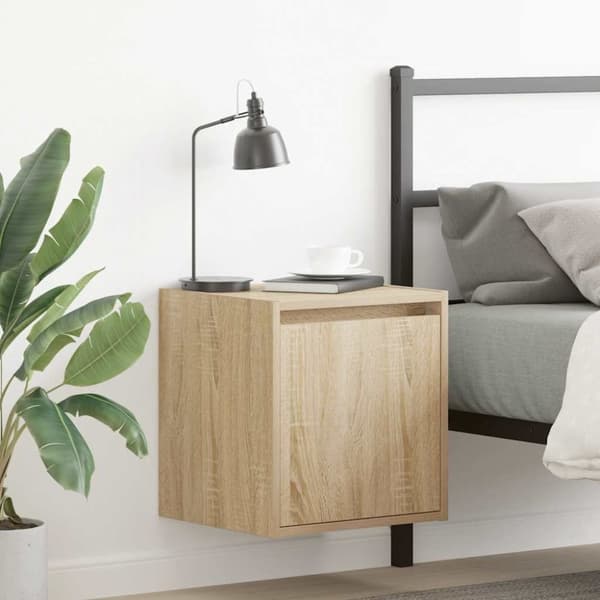 vidaXL væghængt sengebord 38x34x40 cm sonoma-eg