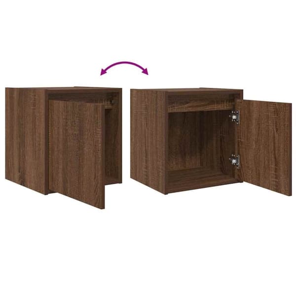 vidaXL Veggmontert nattbord brun eik 38x34x40 cm