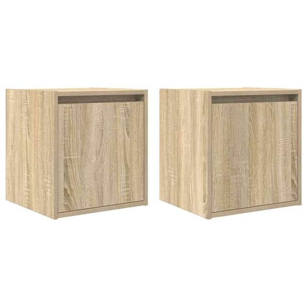 vidaXL væghængte sengeborde 2 stk. 38x34x40 cm sonoma-eg