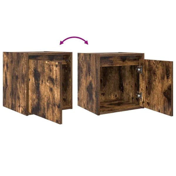 vidaXL væghængt sengebord 38x34x40 cm røget egetræsfarve