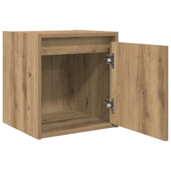 vidaXL Väggmonterat sängskåp hantverksmässigt ek 38x34x40 cm