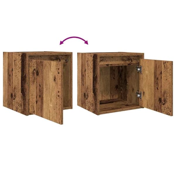 vidaXL væghængt sengebord 38x34x40 cm antikt træ