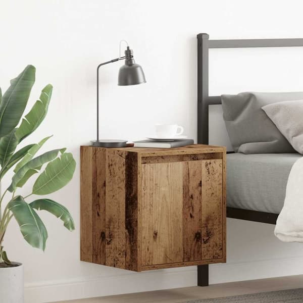 vidaXL Veggmontert nattbord gammelt tre 38x34x40 cm