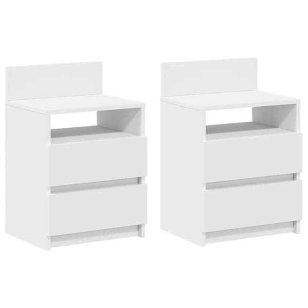 vidaXL sengeborde 2 stk. med 2 skuffer 40x33x60 cm hvid